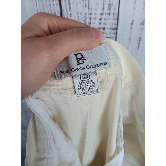 Pierre Garcia Shorts Pants Men's 38W Beige Relaxed Fit Linen Cotton Blend - Picture 9 of 9